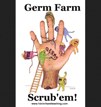 Scrub 'em! handwashing poster